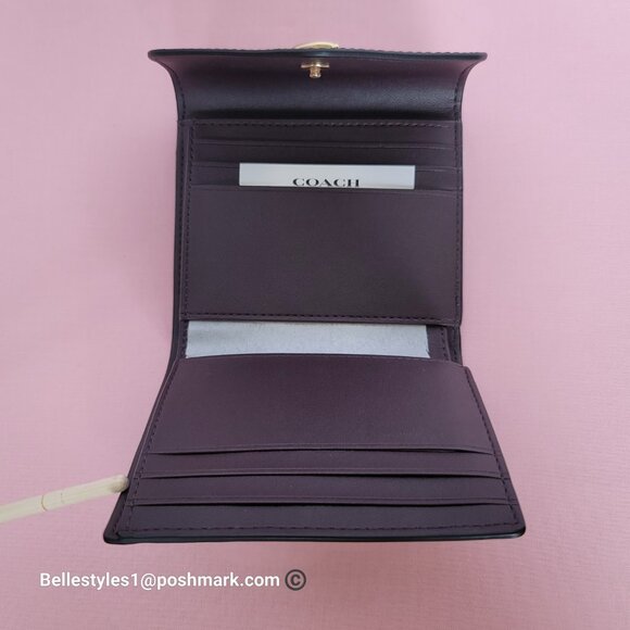 COACH Wyn Crossgrain Leather Small Leather Wallet- Black color 🎈89. ⭐ - Picture 13 of 16